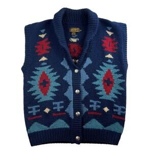 Vtg Eddie Bauer Sz M Navajo Native American Sweater Vest Buffalo Nickel Wool